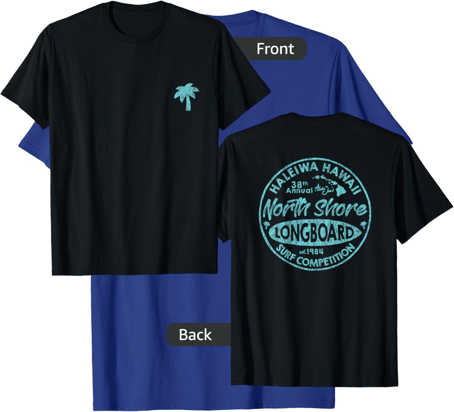 North Shore Haleiwa Hawaii Long Board Surf Vintage Style T-Shirt - T-Shirt | Royal
