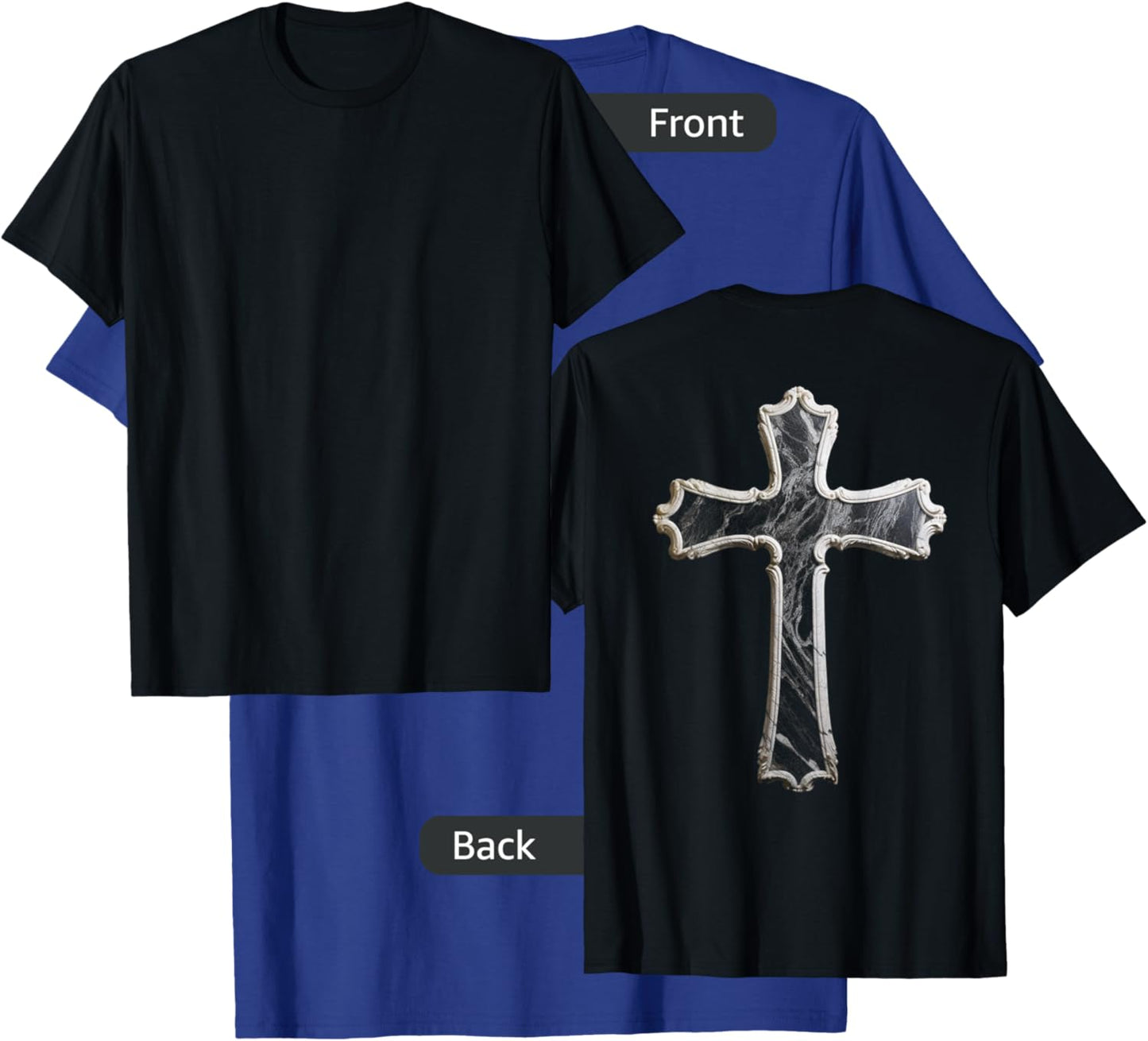 Large Crucifix Cross on Back Christian T-Shirt - T-Shirt | Royal
