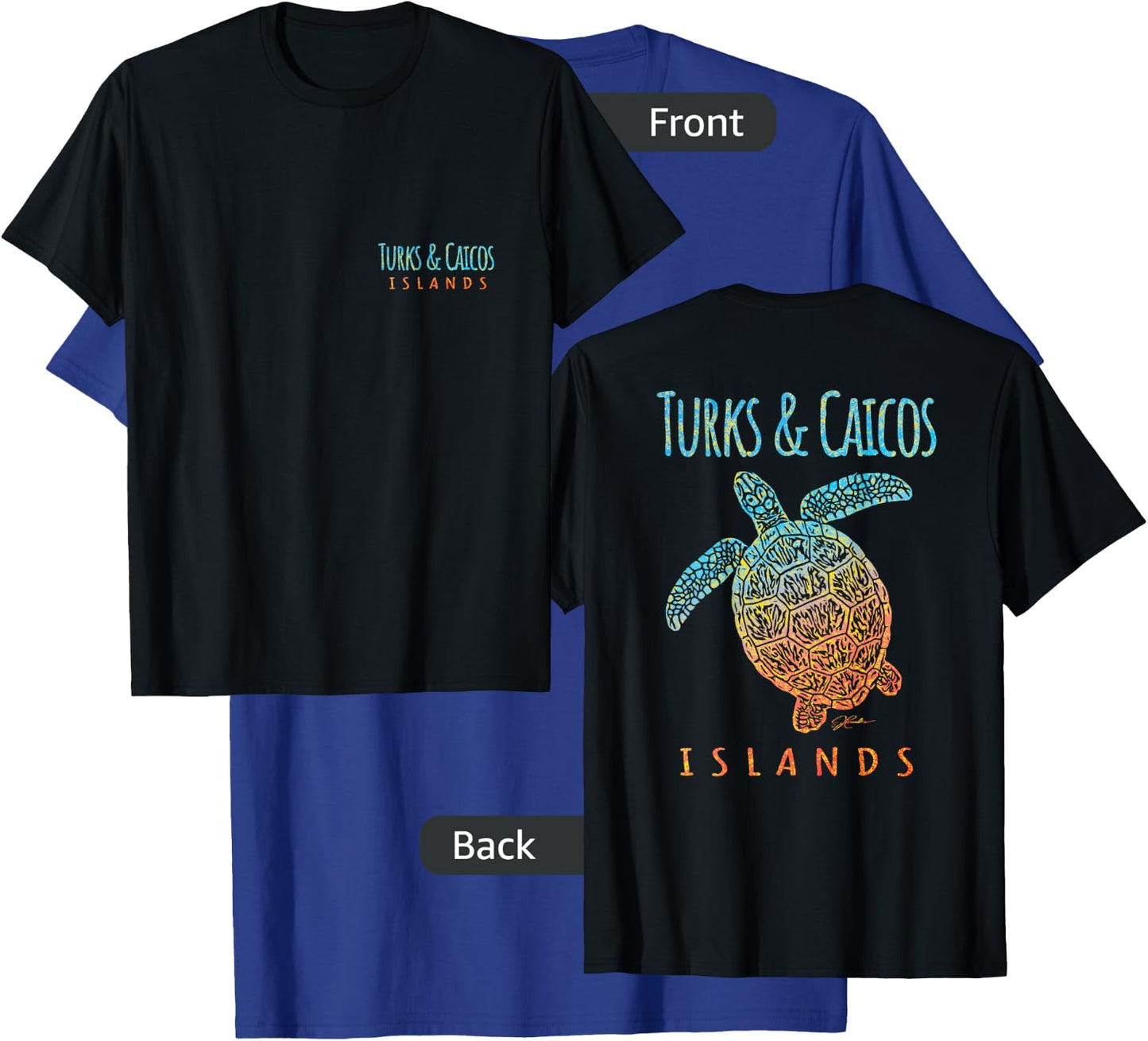 JCombs: Turks & Caicos Islands Sea Turtle (Two-Sided) T-Shirt - T-Shirt | Royal