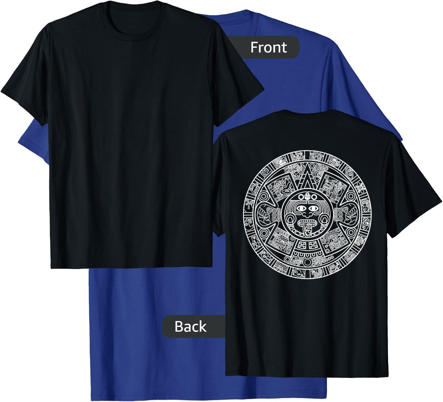 Aztec Calendar - Mexica Mayan Sun Stone Symbol Back Print T-Shirt - T-Shirt | Royal