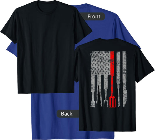Thin red Line american patriotic chef flag T-Shirt - T-Shirt | Royal