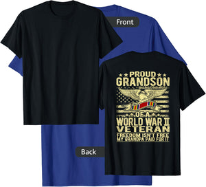Freedom Isn't Free - Proud Grandson Of A WW2 Veteran Shirt T-Shirt - T-Shirt | Royal