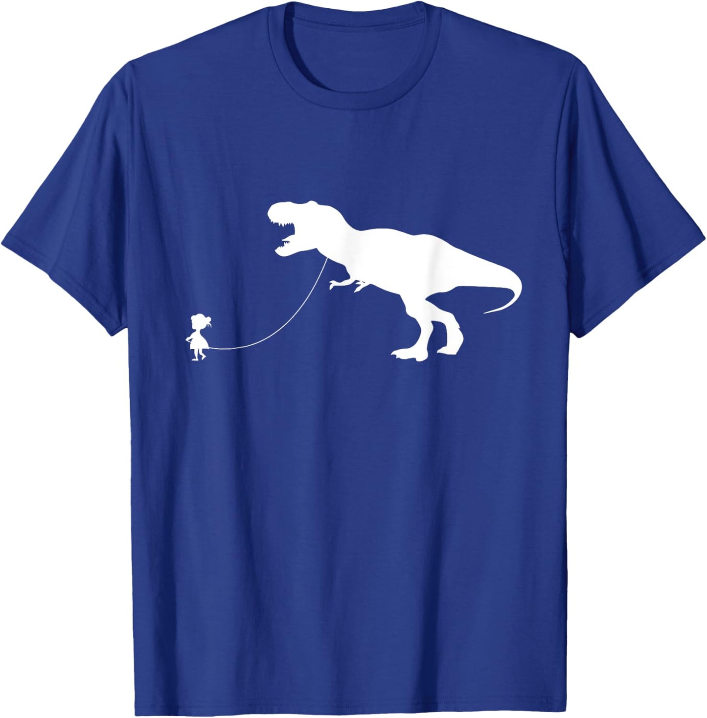 Girl Walking Pet TRex Dinosaur Pet Tyrannosaurus Rex T-Shirt - T-Shirt | Royal
