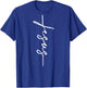 Jesus Cursive Writing Cross Jesus Vertical Cross ART ON BACK T-Shirt - T-Shirt | Royal