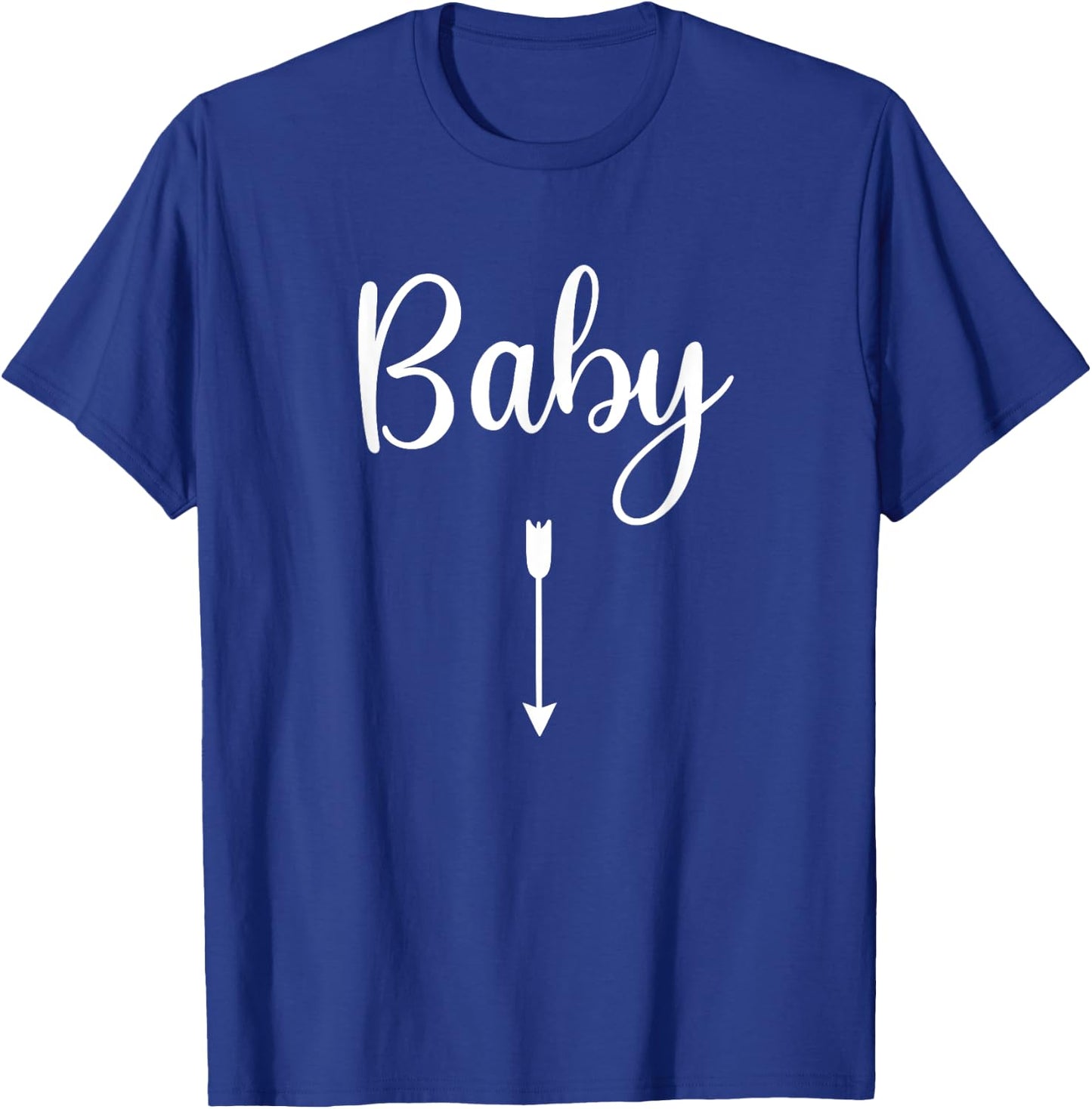 Baby with Arrow Pointing Down to Belly Matching Pregnancy T-Shirt - T-Shirt | Royal