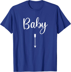 Baby with Arrow Pointing Down to Belly Matching Pregnancy T-Shirt - T-Shirt | Royal