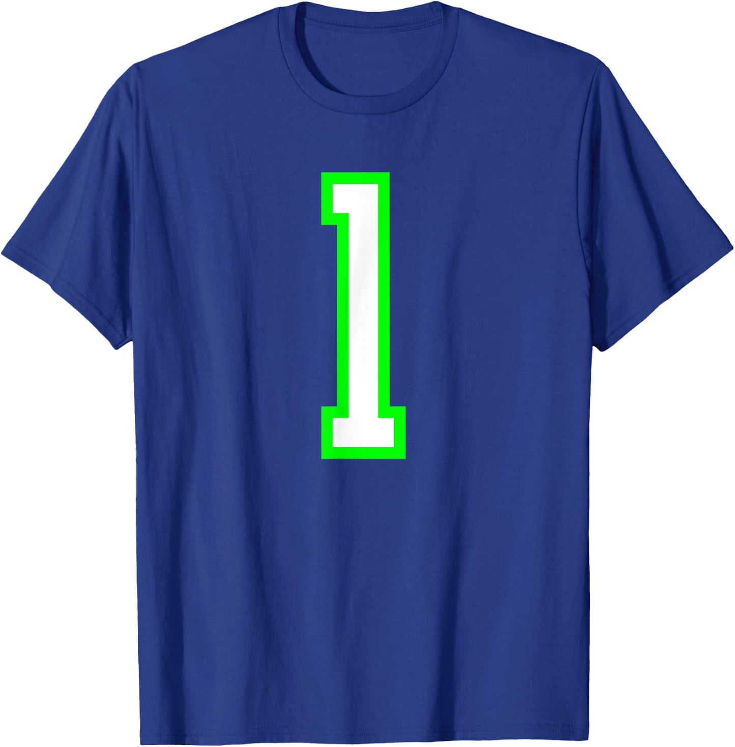 Sports Team Jersey 1 White Lime Jersey Number T-Shirt - T-Shirt | Royal