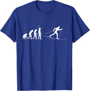 Evolution Cross-Country Skiing Nordic Winter Sports Gift T-Shirt - T-Shirt | Royal