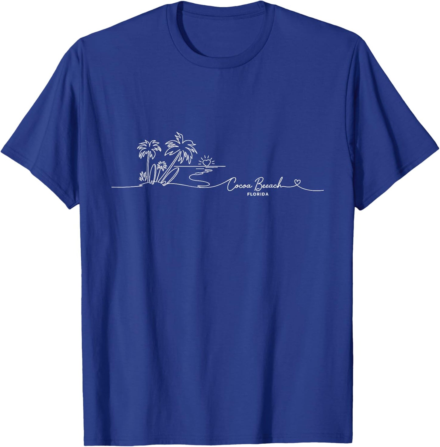 Cocoa Beach, Florida Signature Heart Art - Beach Souvenir T-Shirt - T-Shirt | Royal
