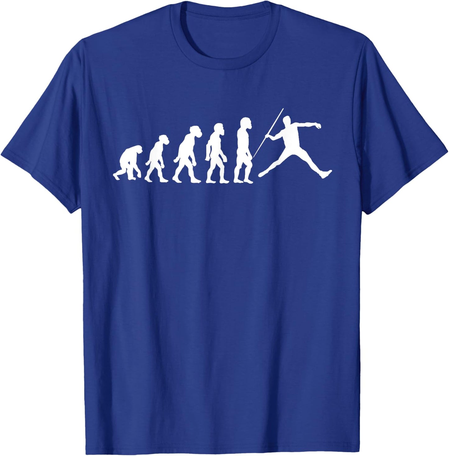 Funny Human Javelin Evolution Javelineer Spear Thrower T-Shirt - T-Shirt | Royal