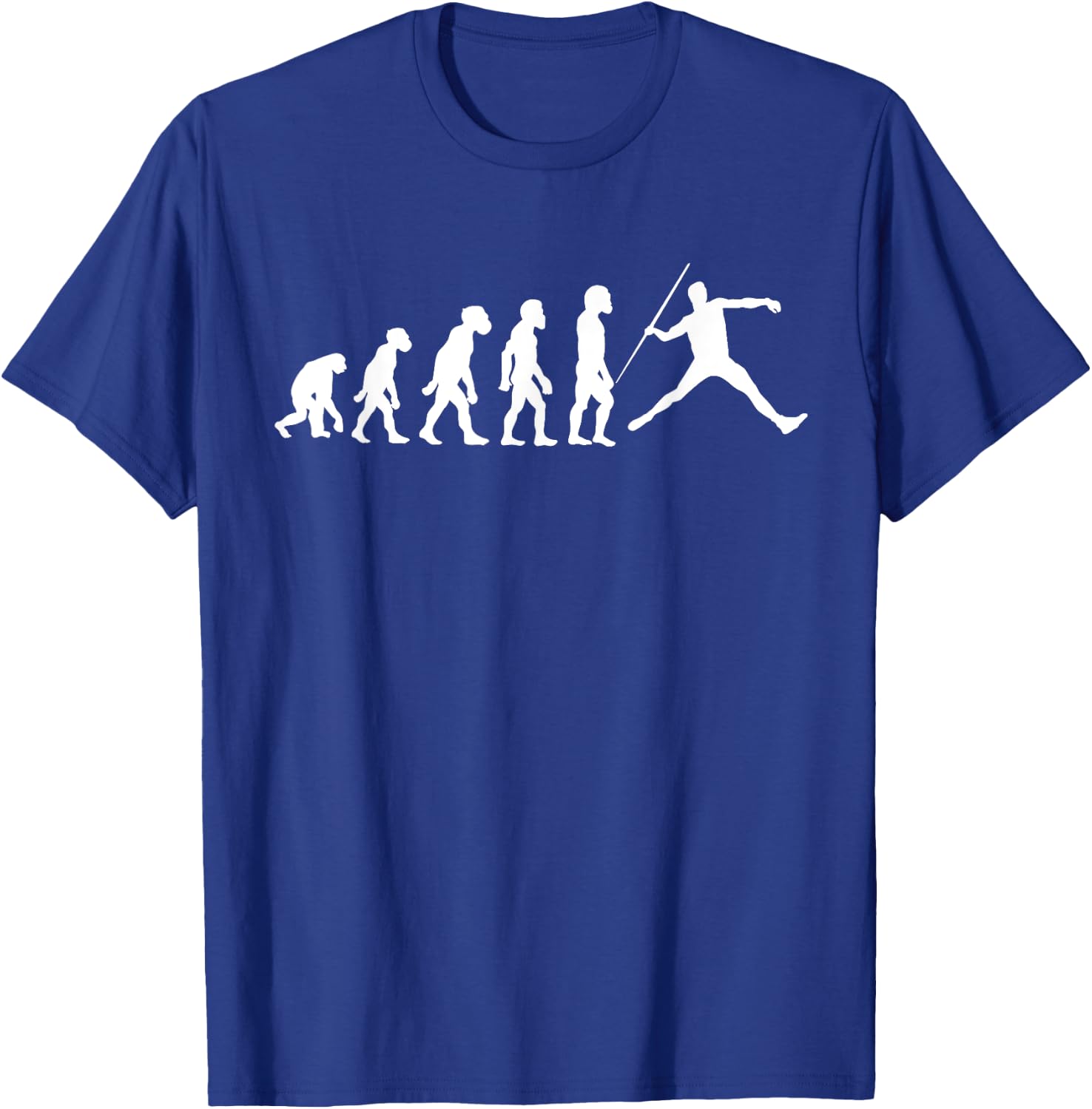 Funny Human Javelin Evolution Javelineer Spear Thrower T-Shirt - T-Shirt | Royal