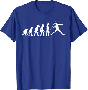 Funny Human Javelin Evolution Javelineer Spear Thrower T-Shirt - T-Shirt | Royal