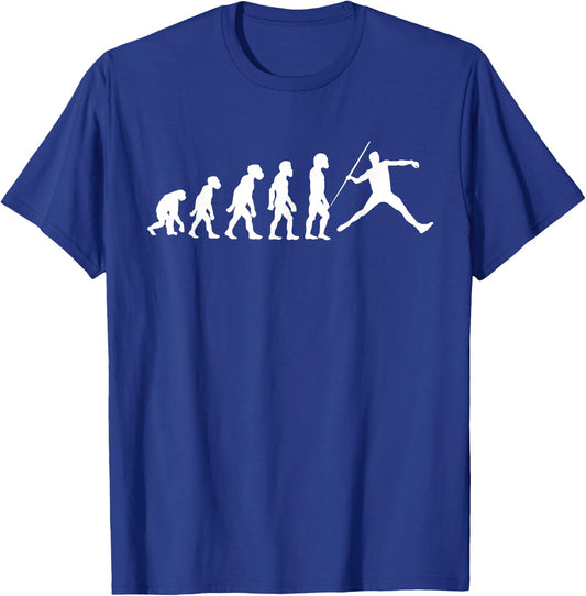 Funny Human Javelin Evolution Javelineer Spear Thrower T-Shirt - T-Shirt | Royal