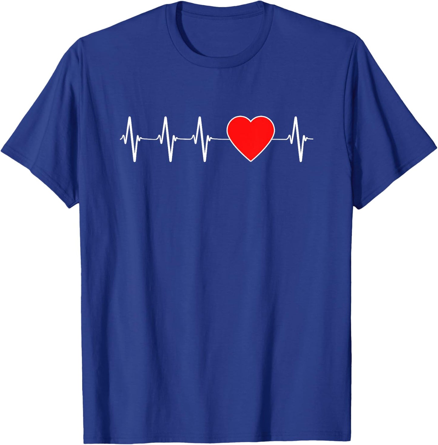 Heart Health Heartbeat EKG Red Heart Disease Awareness Month T-Shirt - T-Shirt | Royal