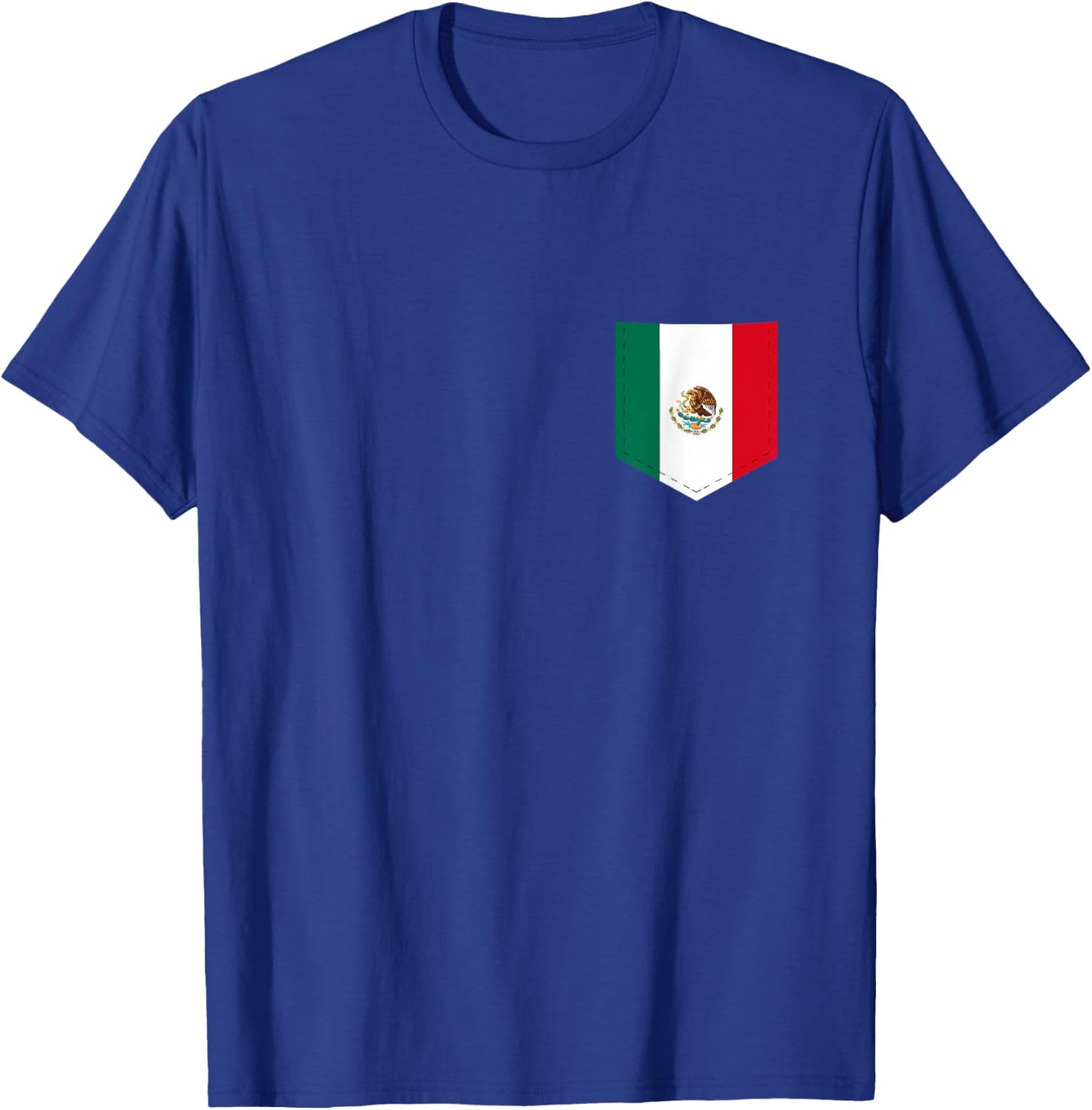 Mexico Flag with Printed Mexican Flag Pocket T-Shirt - T-Shirt | Royal