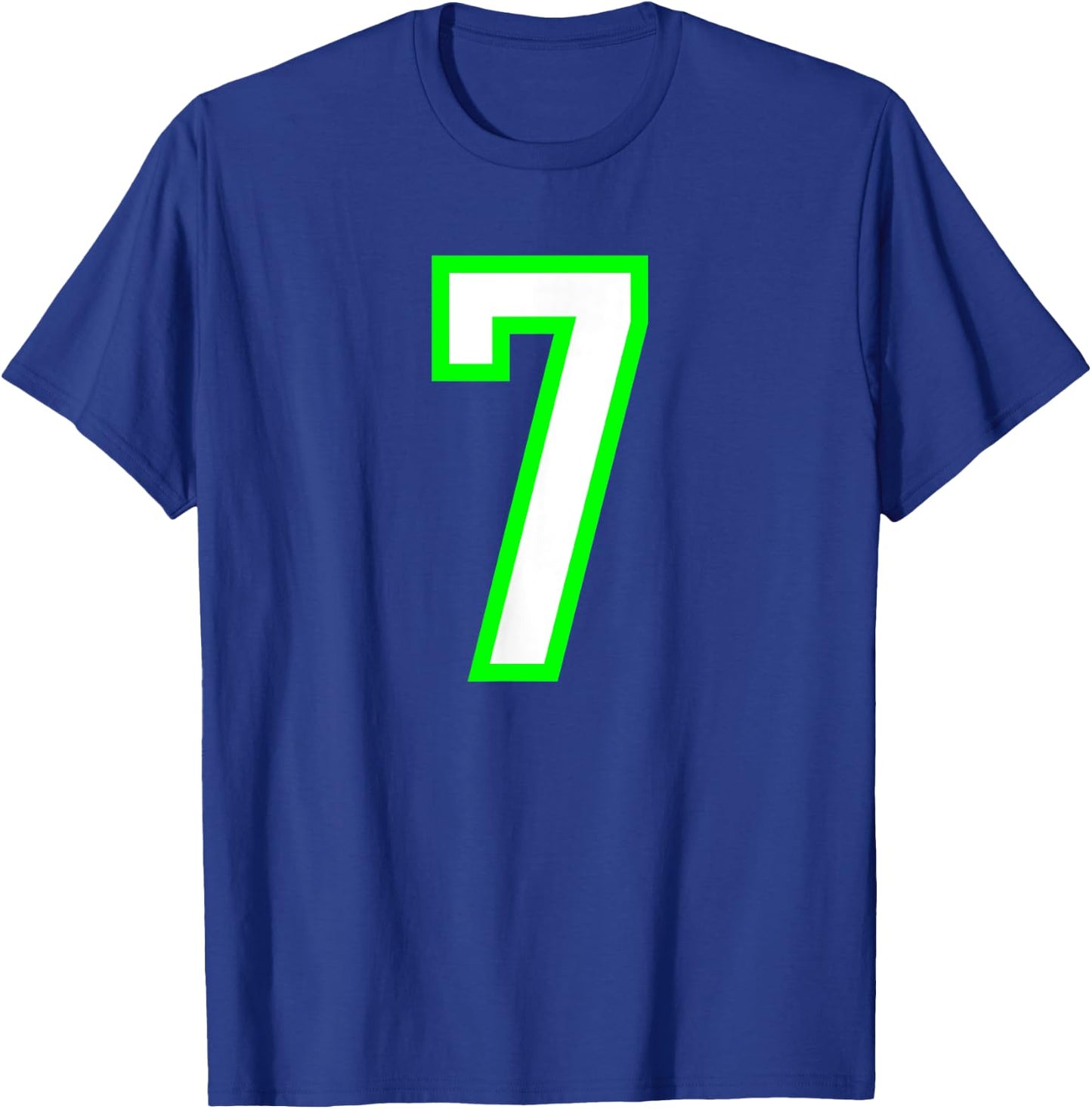 Sports Team Number #7 White Lime Number 7 T-Shirt - T-Shirt | Royal