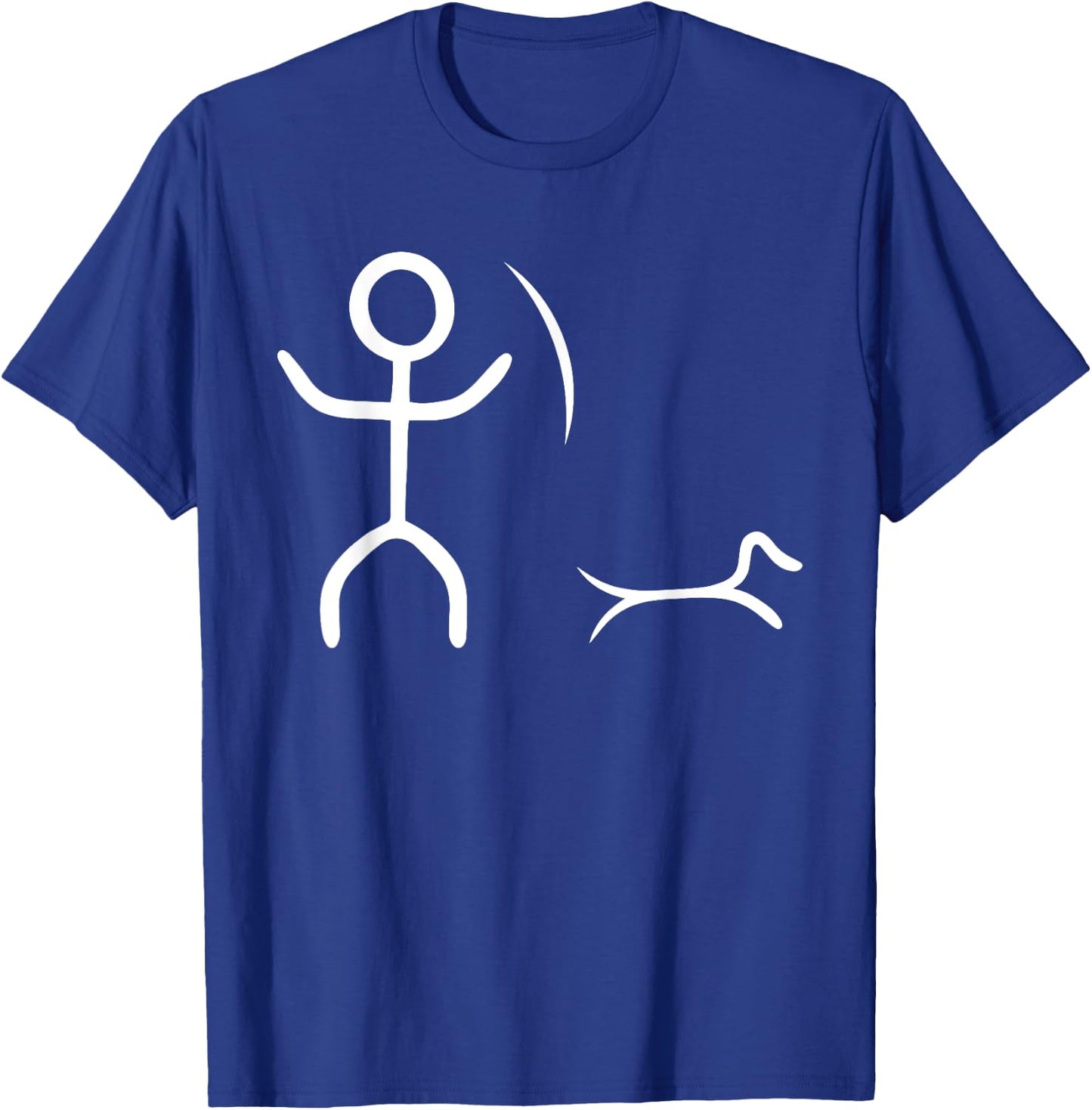 Stick-Man Fathers Day Hunter Outdoor Hunting Figure Dog T-Shirt - T-Shirt | Royal