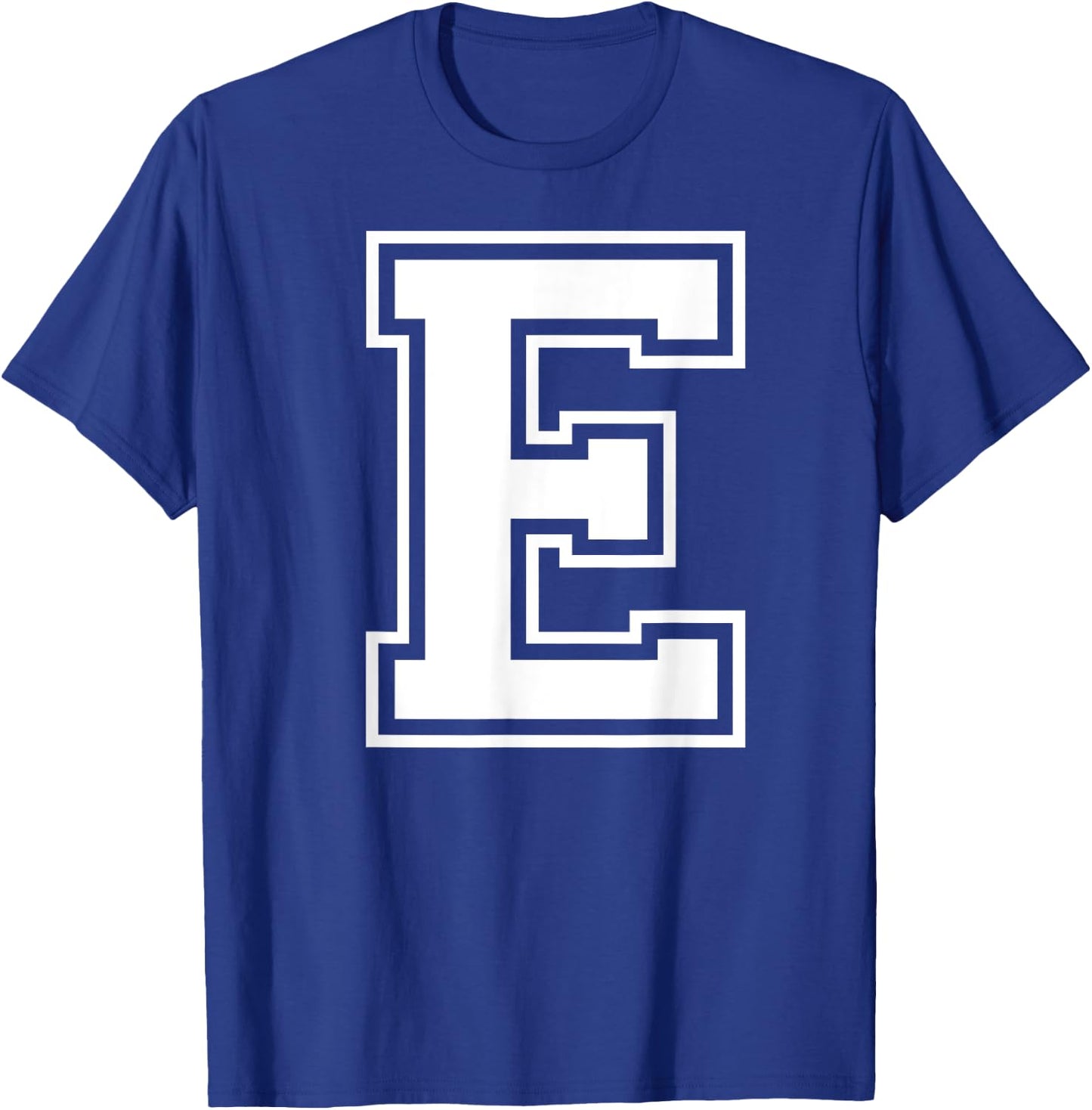 Letter E Capital Alphabet College Varsity Monogram Club T-Shirt - T-Shirt | Royal