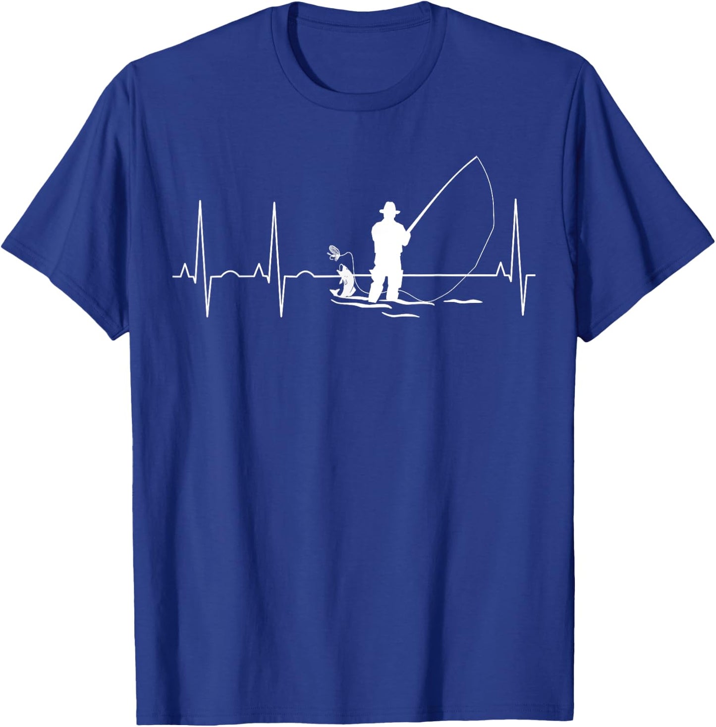 GetgoodfitDesign Men's Fly Fishing Heartbeat , Black, Small T-Shirt - T-Shirt | Royal