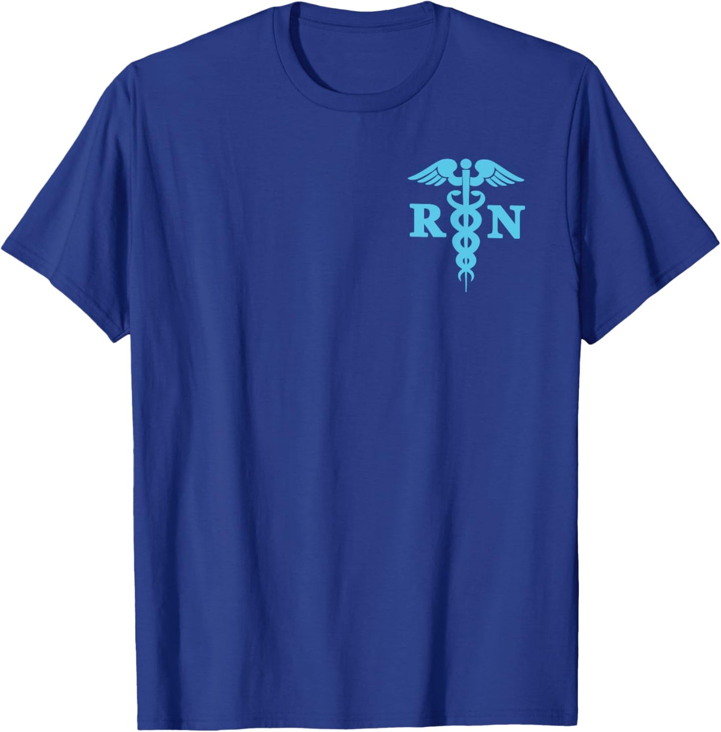 Teal Caduceus RN Registered Nurse Medical Symbol Logo Print T-Shirt - T-Shirt | Royal