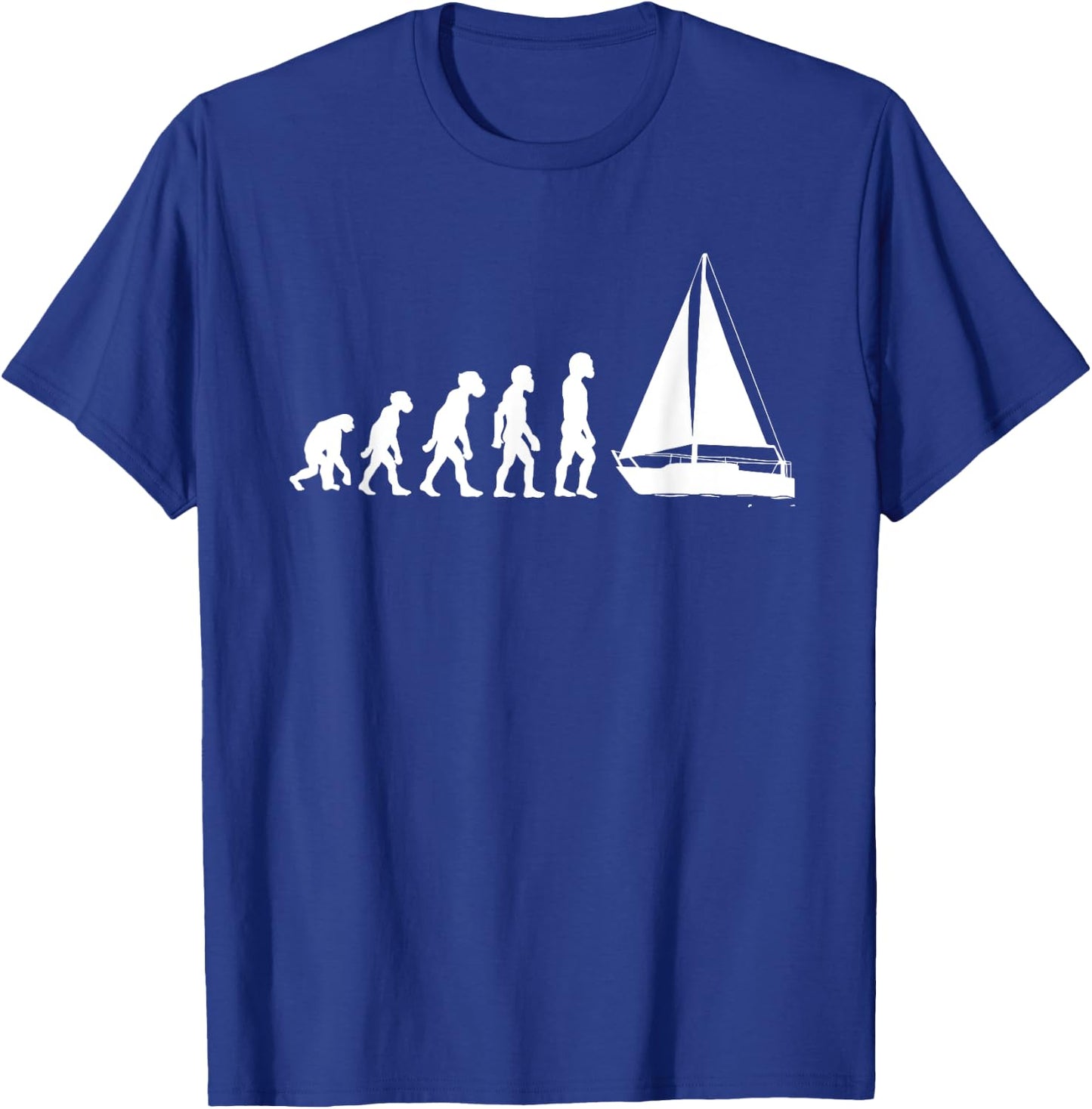 Funny Human Sailing Evolution Sailboat Sailor Boating Yacht T-Shirt - T-Shirt | Royal