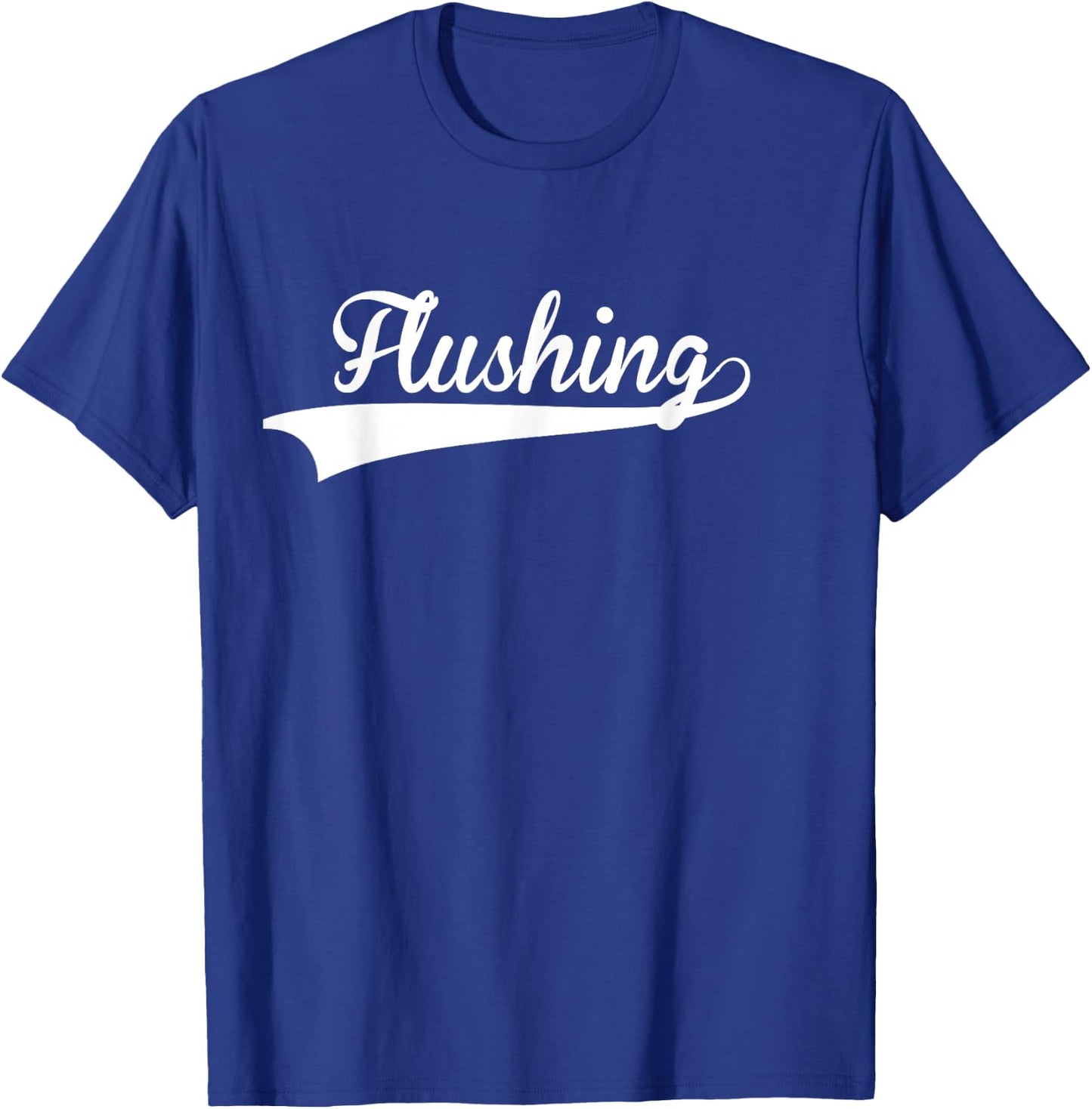 FLUSHING Baseball Vintage Retro Font T-Shirt - T-Shirt | Royal