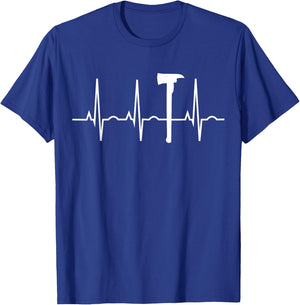 Wildland Firefighter Shirt - Pulaski Heartbeat Gift T-Shirt - T-Shirt | Royal
