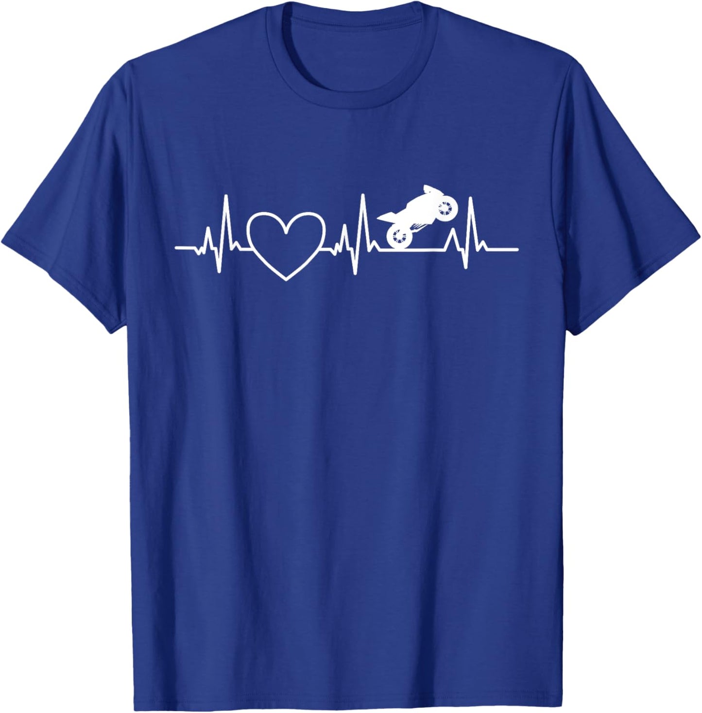 Motorcycle Heartbeat Design Women Funny Biker Riding T-Shirt - T-Shirt | Royal
