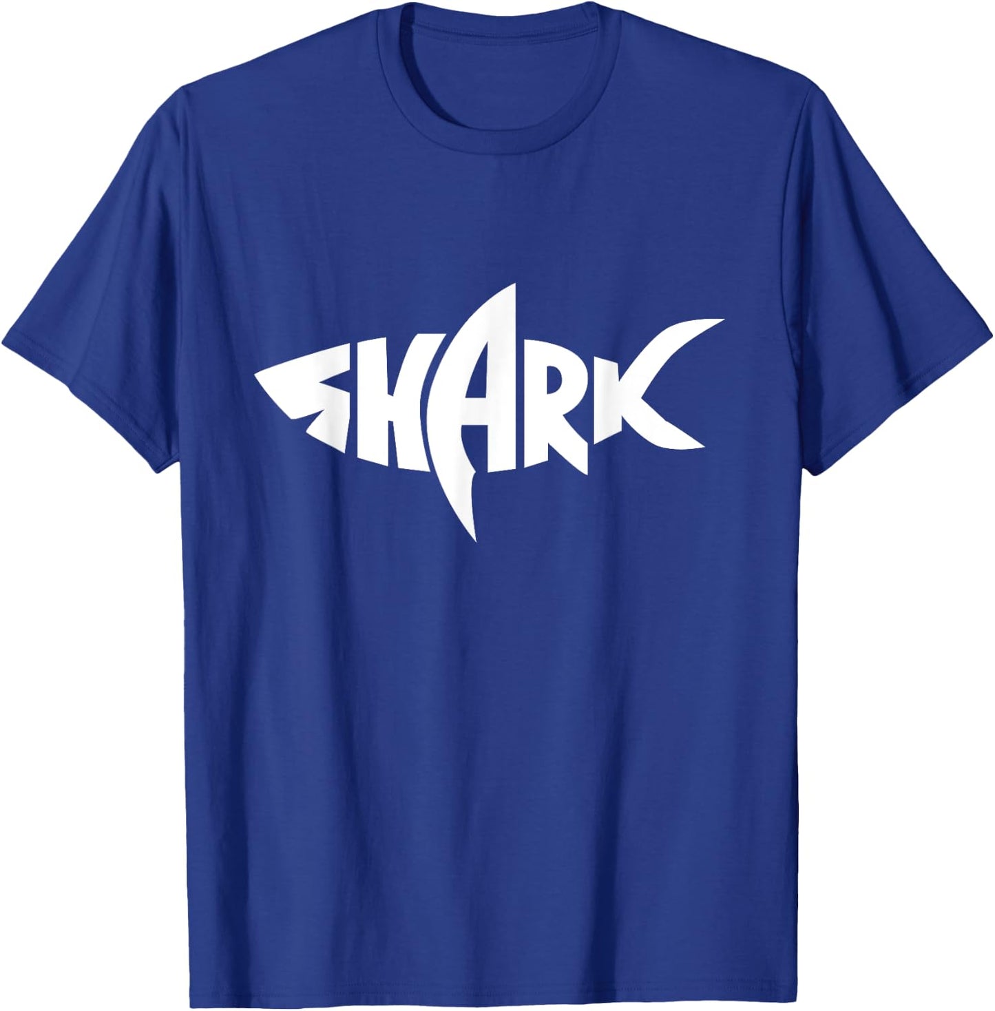Shark – Bold Word Art Minimal Design T-Shirt - T-Shirt | Royal