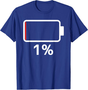 Battery 1% Charging Energy Battery low battery dead T-Shirt - T-Shirt | Royal