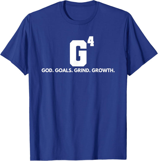 God Goals Grind Growth T-Shirt - T-Shirt | Royal