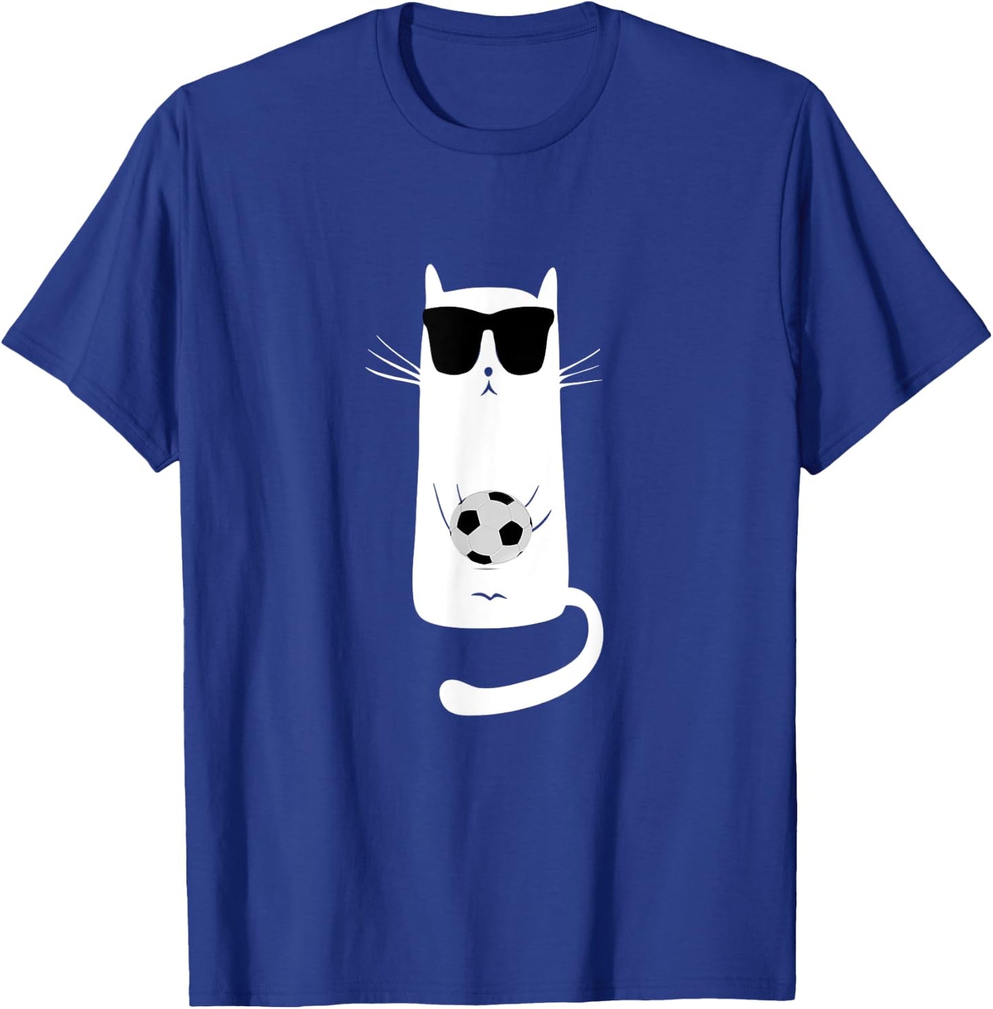 Funny Cat Wearing Sunglasses Playing Soccer Football T-Shirt - T-Shirt | Royal