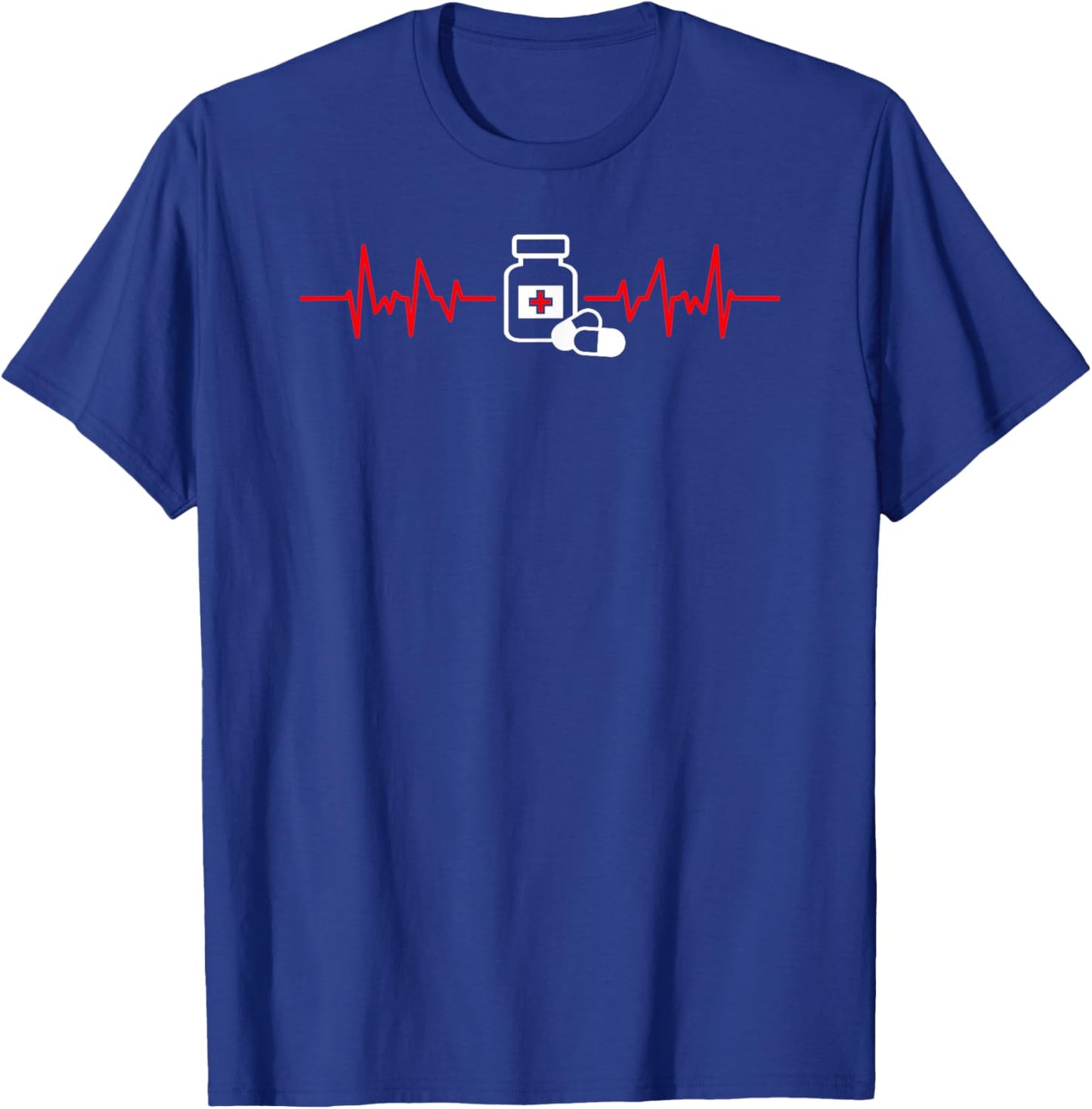 Pharmacist Heartbeat Pharmacy Technician Student T-Shirt - T-Shirt | Royal