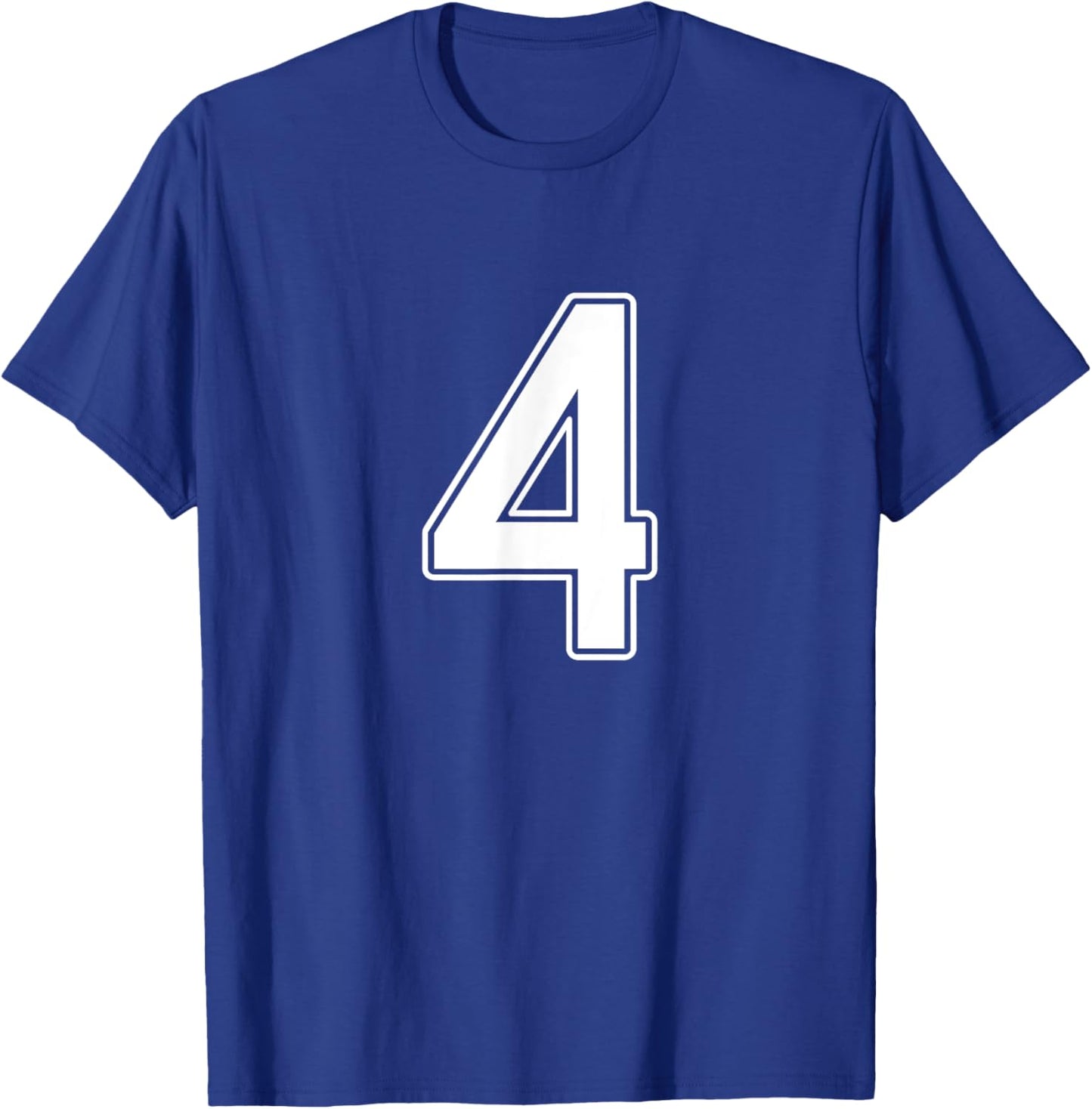 Number #4 White Sport Number T-Shirt - T-Shirt | Royal