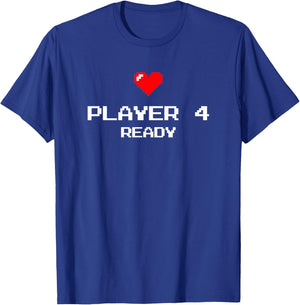 Player 4 Brother Sister - Retro Gaming - Baby Announcement T-Shirt - T-Shirt | Royal