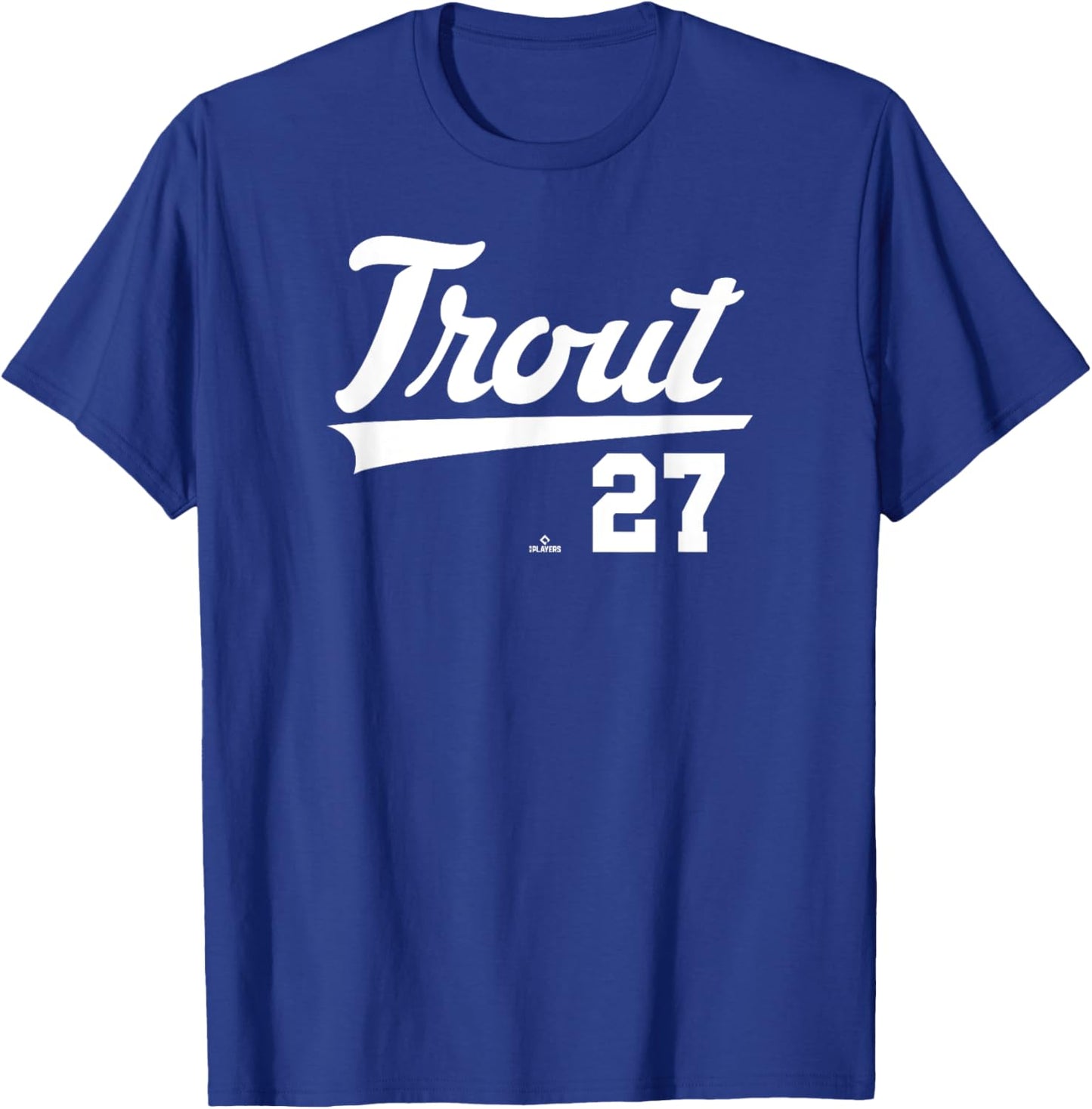 Player Name Swoosh Mike Trout Los Angeles Baseball MLBPA T-Shirt - T-Shirt | Royal
