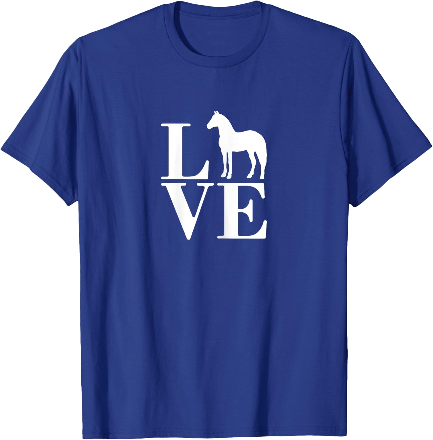 Joyouse Urban Style Women's Love Horse Gift X-Small Black Modern Letter Print Collarless Round Neck T-Shirt - T-Shirt | Royal