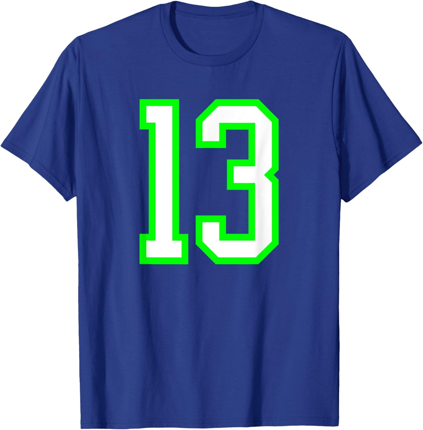 Sports Team Jersey #13 White Lime Jersey Number 13 T-Shirt - T-Shirt | Royal