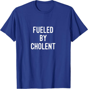 Fueled By Cholent Jewish Food Shabbat Kosher Gym Apparel T-Shirt - T-Shirt | Royal