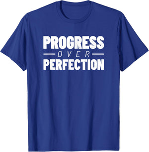 Progress Over Perfection - Gym Fitness - Workout Motivation T-Shirt - T-Shirt | Royal