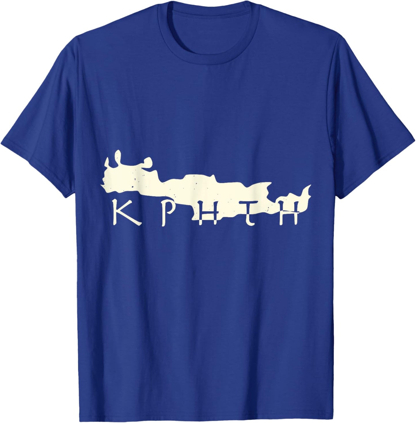 Crete Island Outline Cretan Script T-Shirt - T-Shirt | Royal