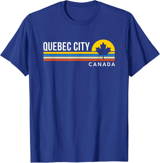 Quebec City Canada Flag Vintage Retro Souvenirs T-Shirt - T-Shirt | Royal