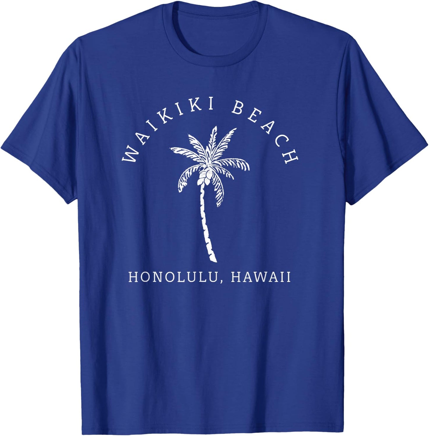 Retro Cool Waikiki Beach Hawaiian Island Palm Tree Souvenir Men Women T-Shirt - T-Shirt | Royal