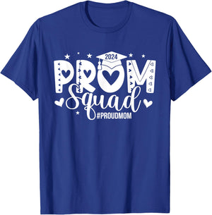 Vintage Prom Squad 2024 Proud Mom Graduation Class of 2024 T-Shirt - T-Shirt | Royal
