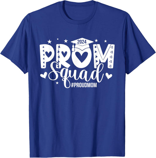 Vintage Prom Squad 2024 Proud Mom Graduation Class of 2024 T-Shirt - T-Shirt | Royal
