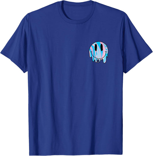 Melting Smile Funny Smiling Melted Dripping Happy Face Cute T-Shirt - T-Shirt | Royal