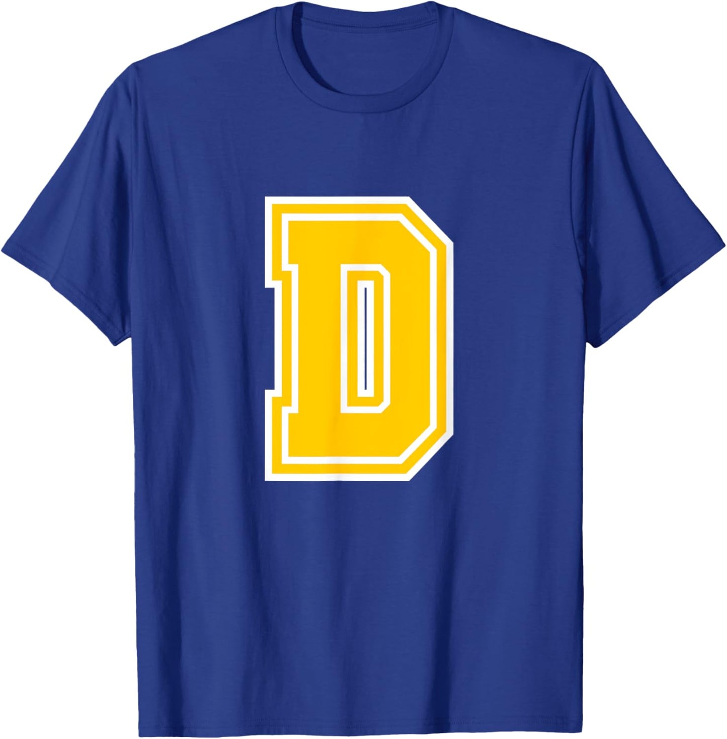 Letter D Yellow Monogram Initial T-Shirt - T-Shirt | Royal