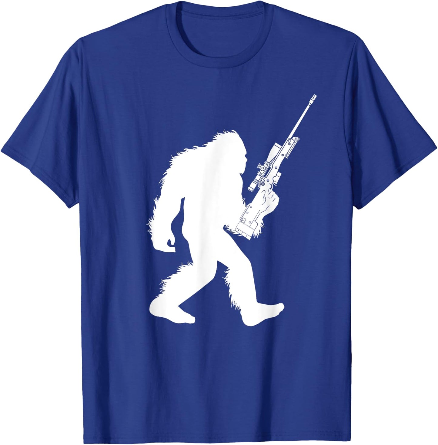 Bigfoot Sniper Rifle Cryptid Sasquatch Sniping T-Shirt - T-Shirt | Royal