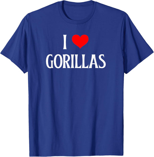 I Love Gorillas I Heart Gorillas Ape lover Simian Primate T-Shirt - T-Shirt | Royal