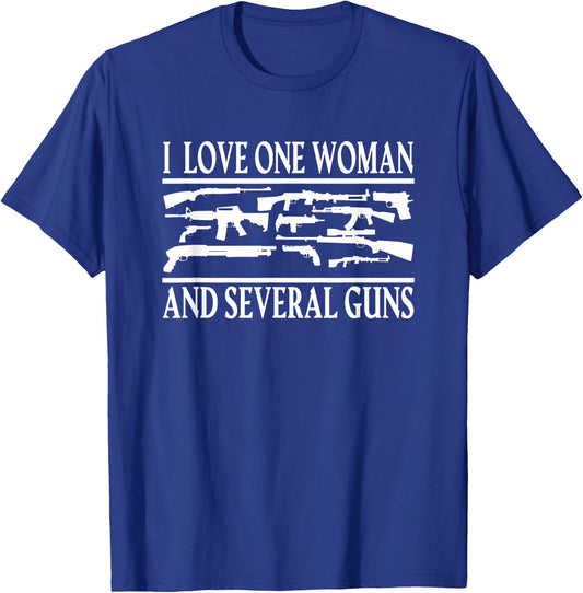 Cannon Rifle Bullet I love one Woman and several Guns T-Shirt - T-Shirt | Royal
